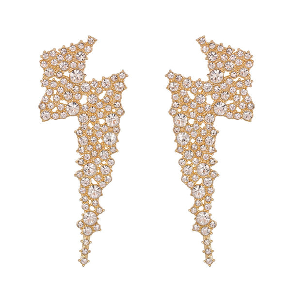 Cubic Zirconia & 18K Gold-Plated Lightning Stud Earrings