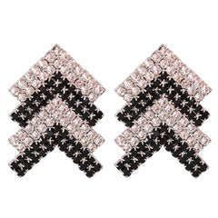 Black & White Cubic Zirconia & Silver-Plated Arrow Stud Earrings