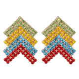 Red Multicolor Cubic Zirconia & 18K Gold-Plated Arrow Stud Earrings