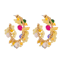 Yellow Acrylic & 18K Gold-Plated Flower Hoop Earrings
