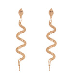 Champagne Cubic Zirconia & Goldtone Snake Drop Earrings