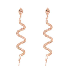 Pink Cubic Zirconia & 18K Gold-Plated Snake Drop Earrings