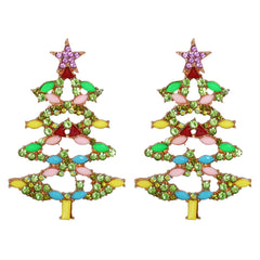 Green Crystal & Cubic Zirconia Christmas Tree Drop Earring