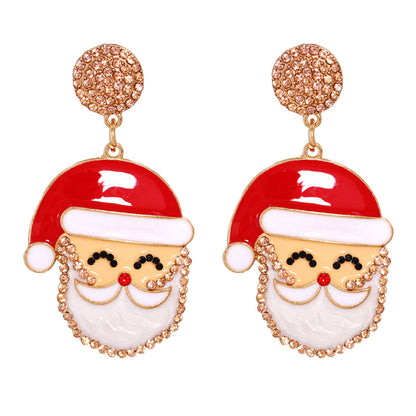 Red Cubic Zirconia Santa Face Drop Earrings, drop earrings for women, elegant gift for her, side view