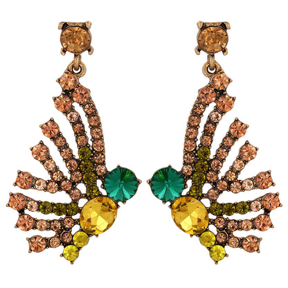 Cubic Zirconia and Yellow Crystal 18K Gold-Plated Butterfly Drop Earrings, gold drop earrings for women, front view