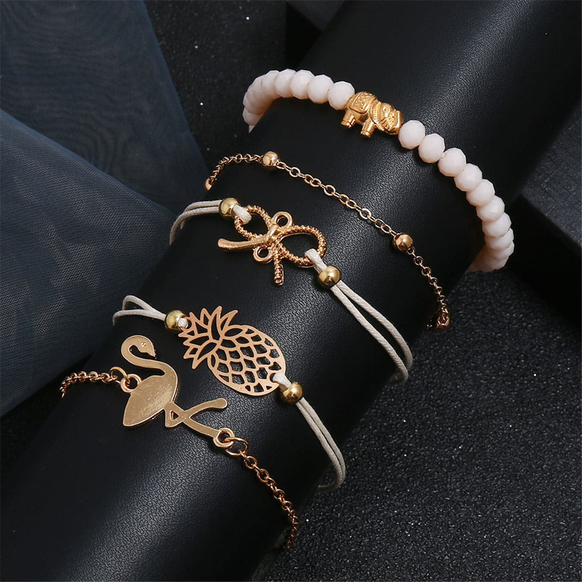 Acrylic & Polyster 18K Gold-Plated Beach Bracelet Set