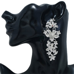 Silver-Plated Flower Vine Drop Earrings