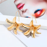 Goldtone Flower Drop Earrings