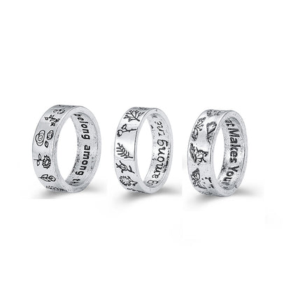 Silver-Plated Botany Band Ring Set, jewelry gift sets for women, everyday style, side view