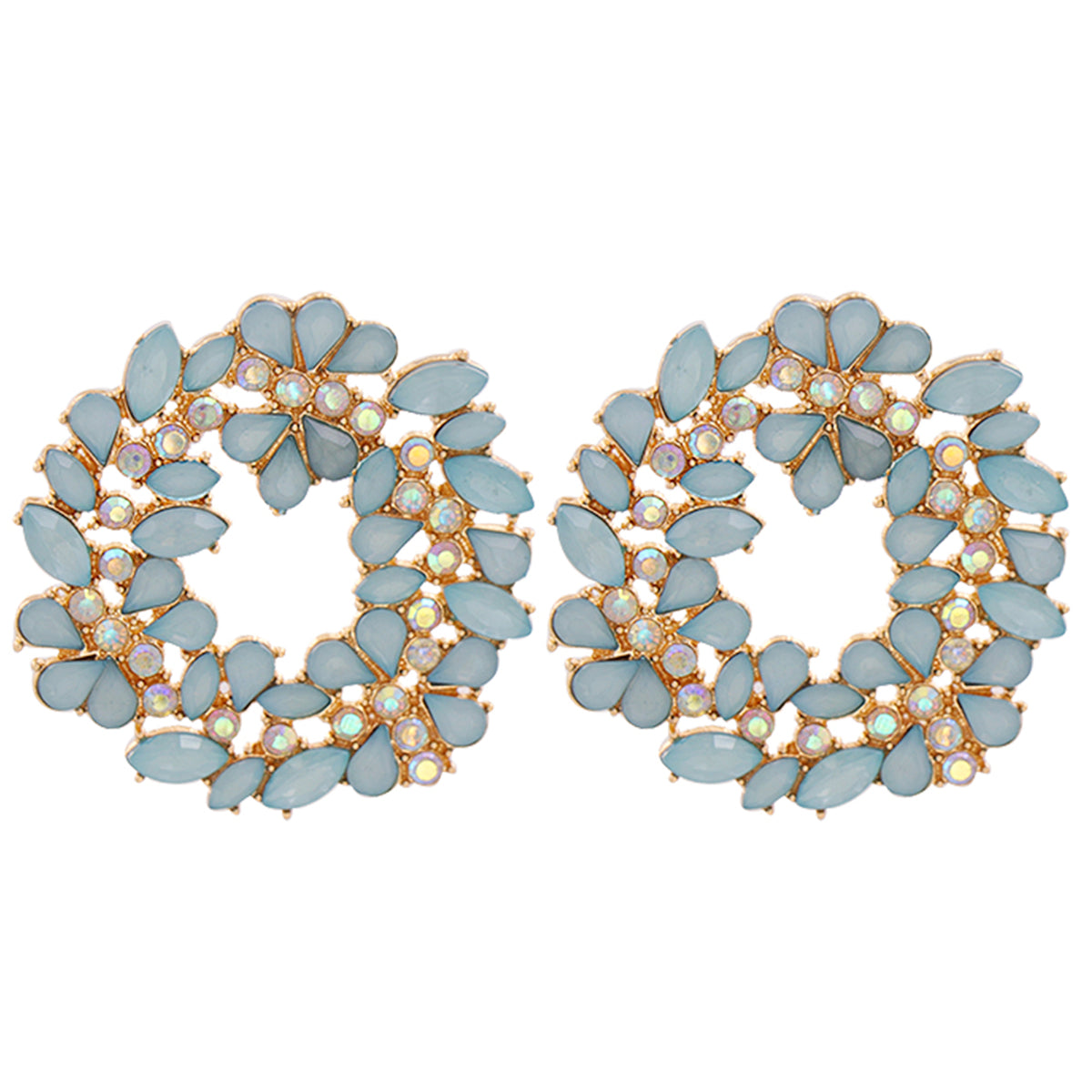 Light Blue Crystal & Cubic Zirconia 18K Gold Plated Botany Stud Earring