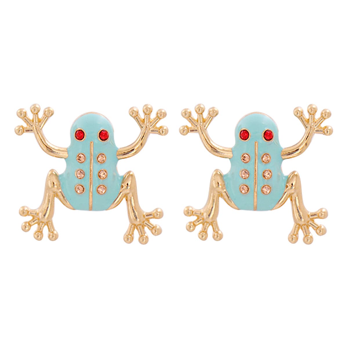 Cubic Zirconia and Enamel 18K Gold-Plated Frog Stud Earrings, gold stud earrings for women, side view