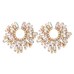 Cubic Zirconia & 18K Gold-Plated Geometric Cluster Stud Earrings