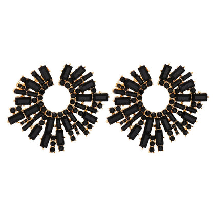 Black Cubic Zirconia and 18K Gold-Plated Stud Earring, gold stud earrings for women, vintage-inspired design, side view
