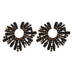 Black Cubic Zirconia & 18K Gold-Plated Stud Earring