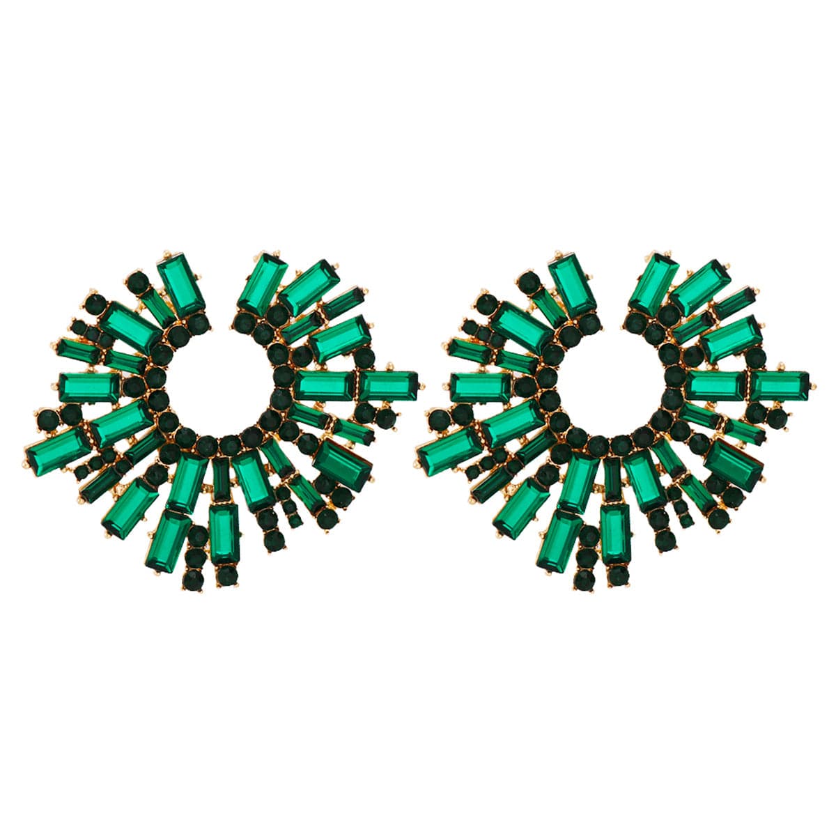 Green Cubic Zirconia & 18K Gold-Plated Hola Round Stud Earrings
