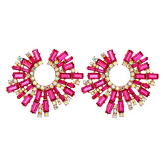 Pink Cubic Zirconia & 18K Gold-Plated Hola Round Stud Earrings