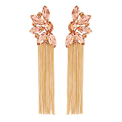 Champagne Crystal & Cubic Zirconia Floral Tassel Drop Earrings