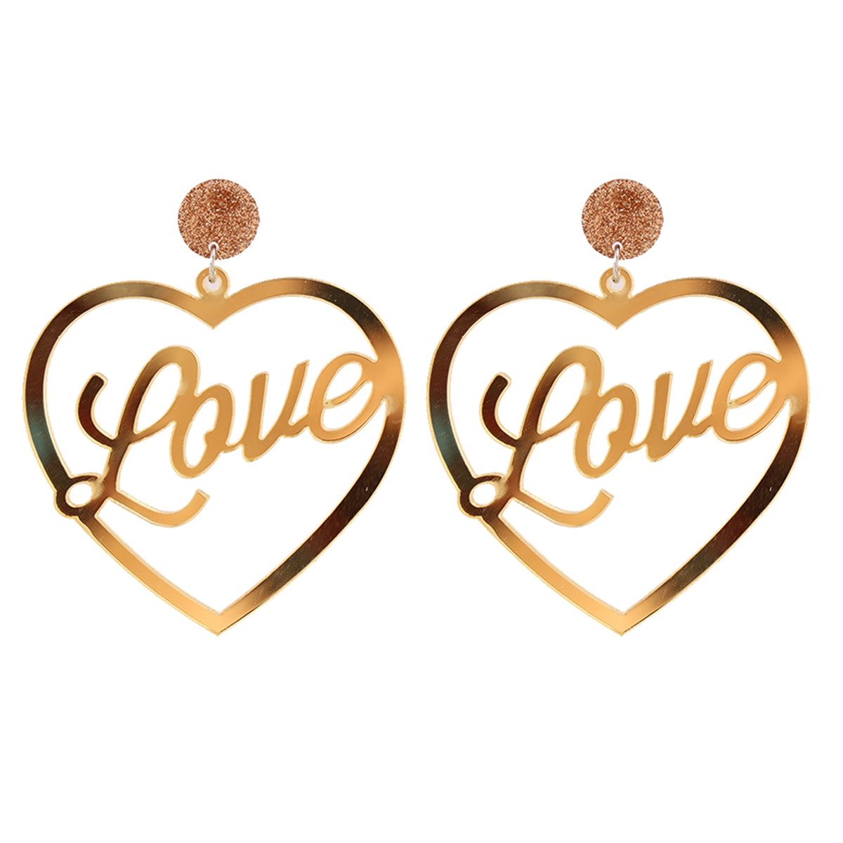 Silver-Plated 'Love' Drop Earrings, silver drop earrings for women, dainty minimalist design, side view