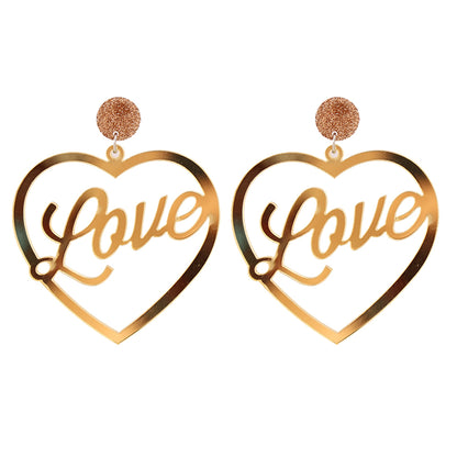 Silver-Plated 'Love' Drop Earrings, silver drop earrings for women, dainty minimalist design, side view
