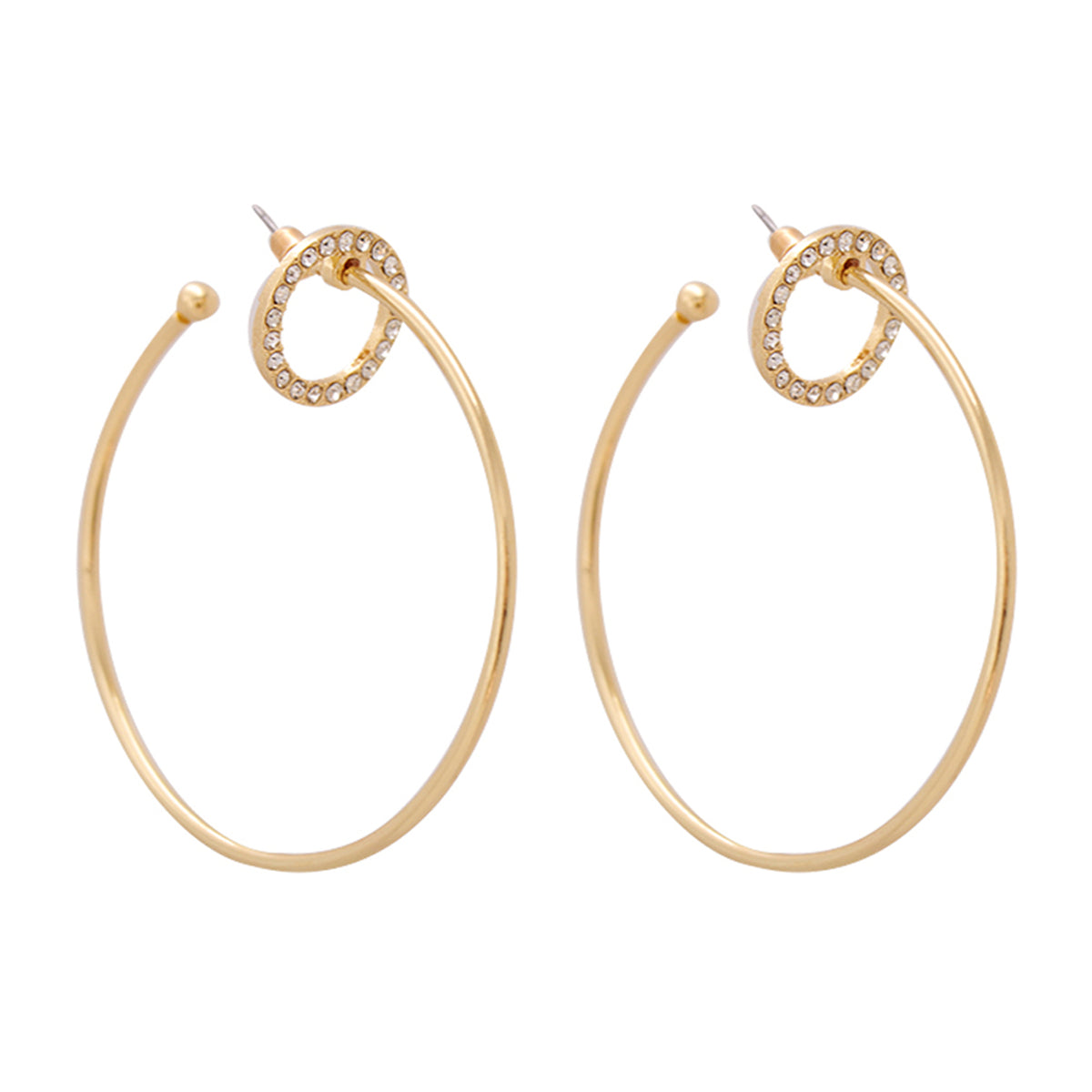 Cubic Zirconia & 18K Gold-Plated Hoop Earrings