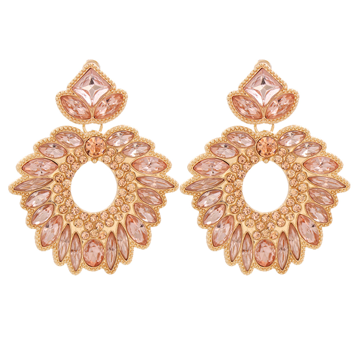 Champagne Crystal and Cubic Zirconia Geometric Drop Earrings, drop earrings for women, everyday style, side view