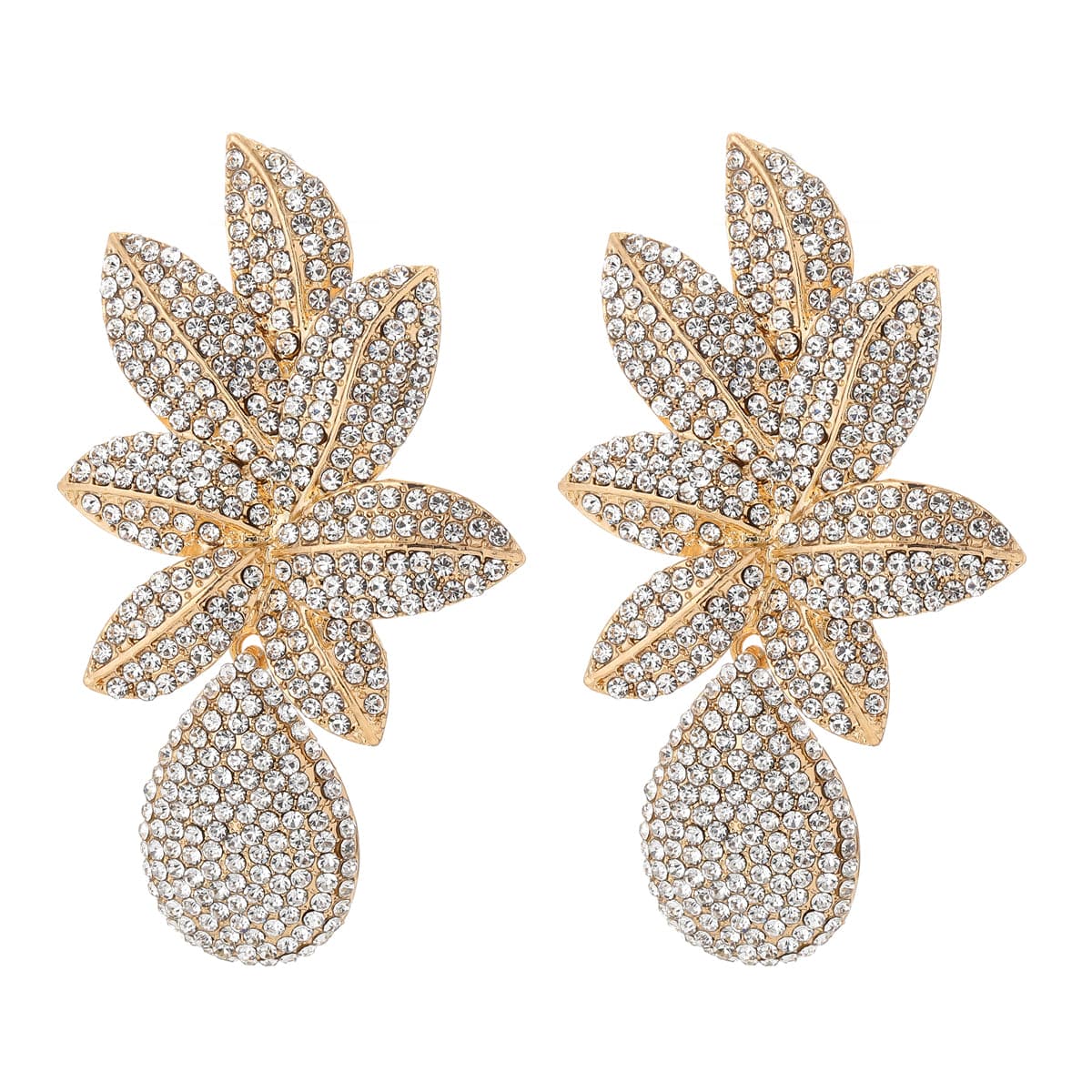 Cubic Zirconia 18K Gold-Plated Flower Drop Earrings