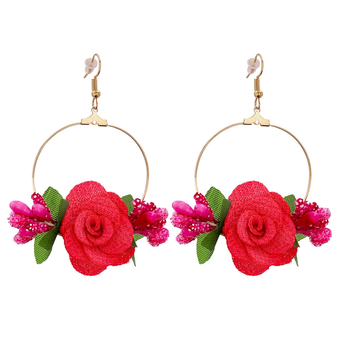 Red Lace & 18K Gold-Plated Rose Drop Earrings