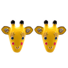 Yellow Enamel & Cubic Zirconia 18K Gold-Plated Giraffe Stud Earrings