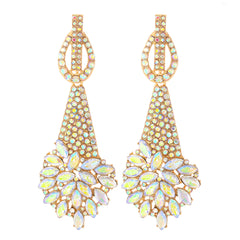 Colored Crystal & Cubic Zirconia Cluster Drop Earring