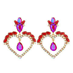 Rose Crystal & Cubic Zirconia Heart Drop Earrings