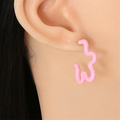 Pink Enamel and 18K Gold-Plated Open Flower Stud Earrings, gold stud earrings for women, botanical inspired, lifestyle look