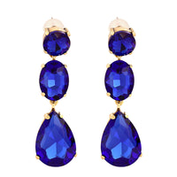 Blue Crystal & 18k Gold-Plated Teardrop Earring