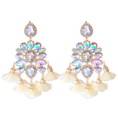 Reflective Crystal & Cubic Zirconia Chandelier Drop Earrings
