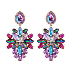 Pink & Blue Crystal Cubic Zirconia Marquise-Cut Drop Earrings