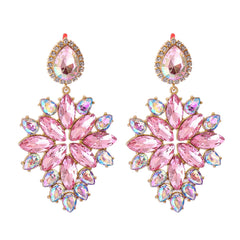 Pink Crystal & Cubic Zirconia Marquise-Cut Drop Earrings