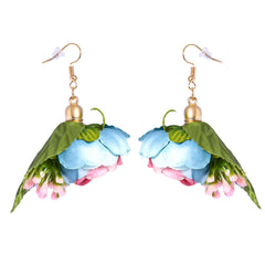 Blue Plastic & 18K Gold-Plated Flower Drop Earrings