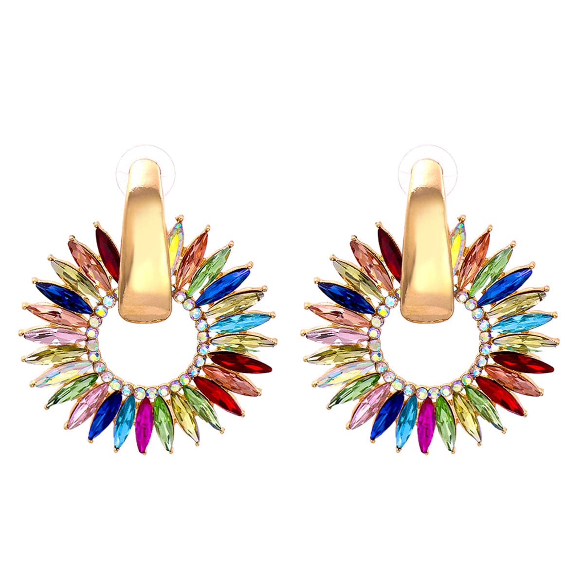 Colored Crystal & Cubic Zirconia 18K Gold-Plated Sunflower Dangle Earring