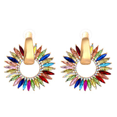 Colored Crystal & Cubic Zirconia 18K Gold-Plated Sunflower Dangle Earring