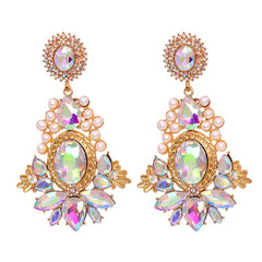Pink Crystal & Cubic Zirconia Pearl 18K Gold-Plated Drop Earrings
