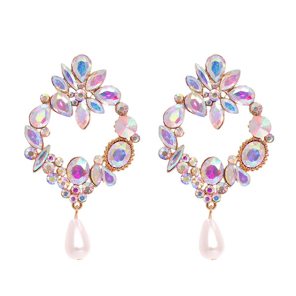 Light Colored Crystal and Cubic Zirconia Pearl Botany Drop Earrings, drop earrings for women, everyday style, side view