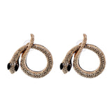 Cubic Zirconia & 18K Gold-Plated Snake Stud Earrings