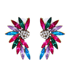 Colored Crystal & Cubic Zirconia 18K Gold-Plated Marquise Wing Drop Earrings