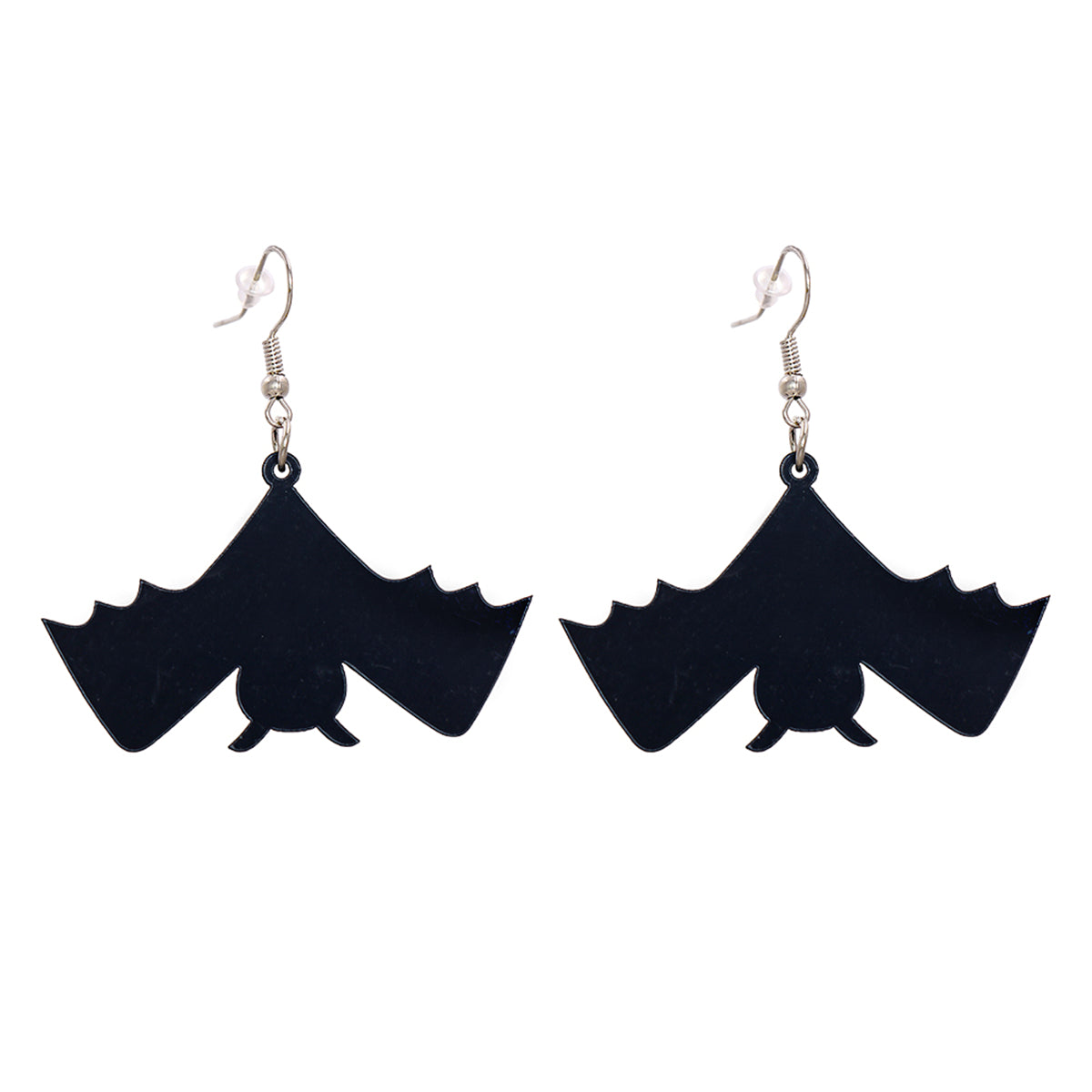 Black Acrylic & Silver-Plated Bat Drop Earrings