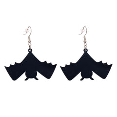 Black Acrylic & Silver-Plated Bat Drop Earrings