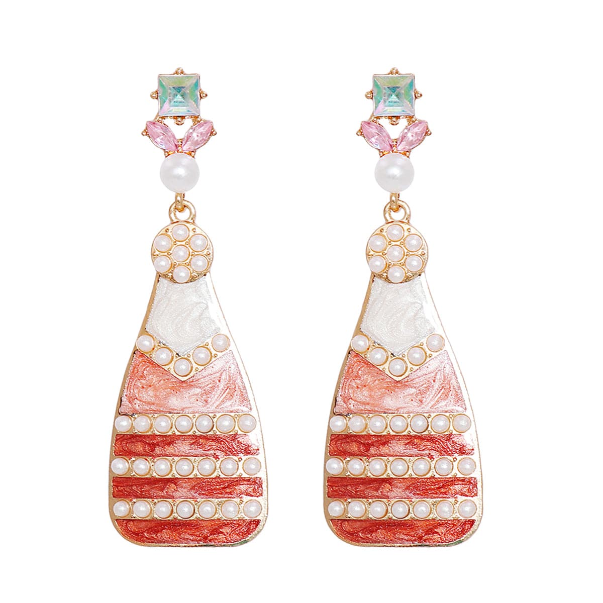 Red Enamel & Crystal Pearl 18K Gold-Plated Bottle Drop Earrings