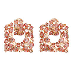Light Pink Crystal & Cubic Zirconia Cluster Drop Earrings