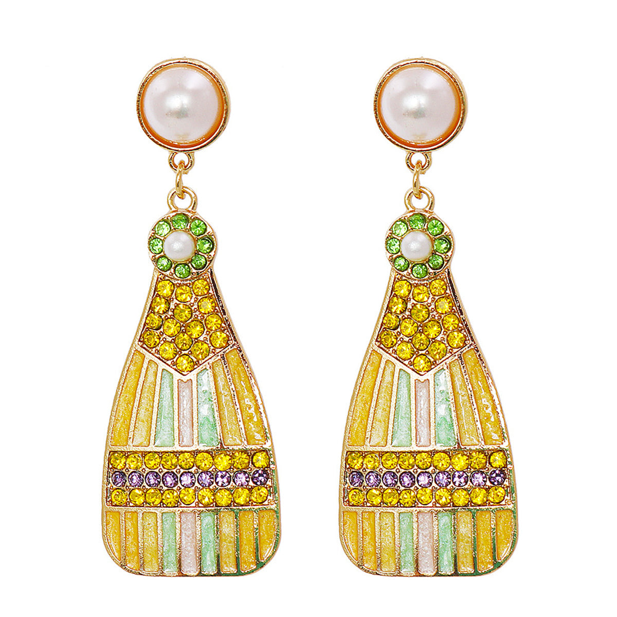 Pearl & Multicolor Cubic Zirconia 18K Gold-Plated Bottle Drop Earrings