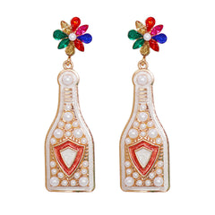 Pearl & Multicolor Crystal 18K Gold-Plated Bottle Drop Earrings