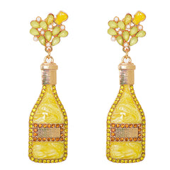 Pearl & Yellow Crystal 18K Gold-Plated Bottle Drop Earrings