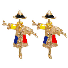 Red Enamel & 18K Gold-Plated Scarecrow Drop Earrings
